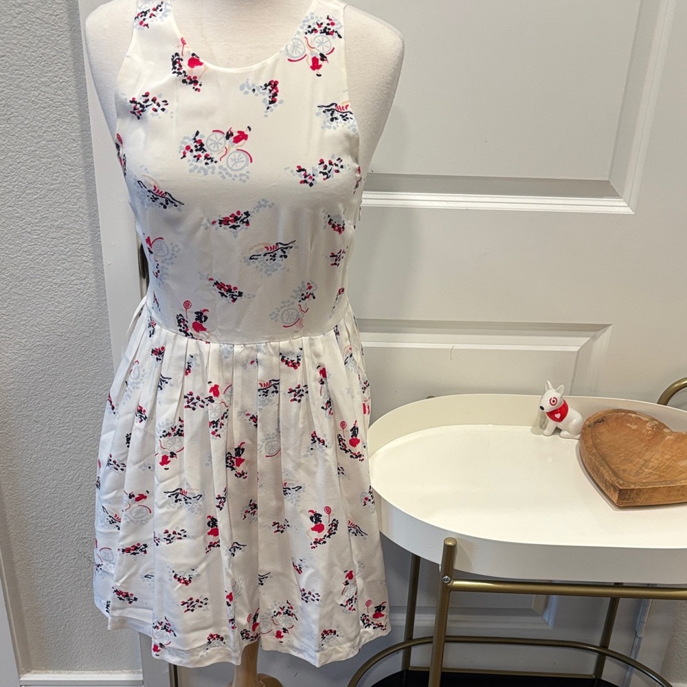 JoieSilk White Sleeveless Dress with Sporting Prints